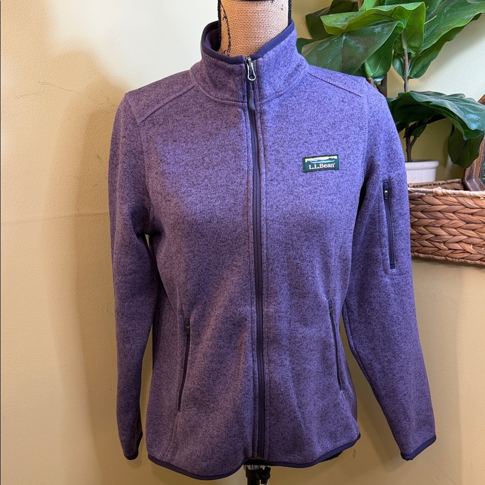L.L. Bean Heathered Purple Full‑Zip Fleece Jacket